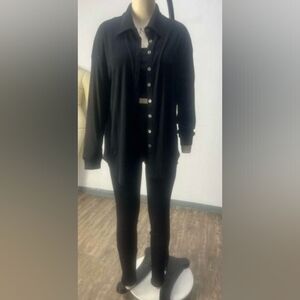 NWT  Women's Ribbed Black Legging 31" L, 11.5" W, Jacket 25" PTP, & Crop Top 15"